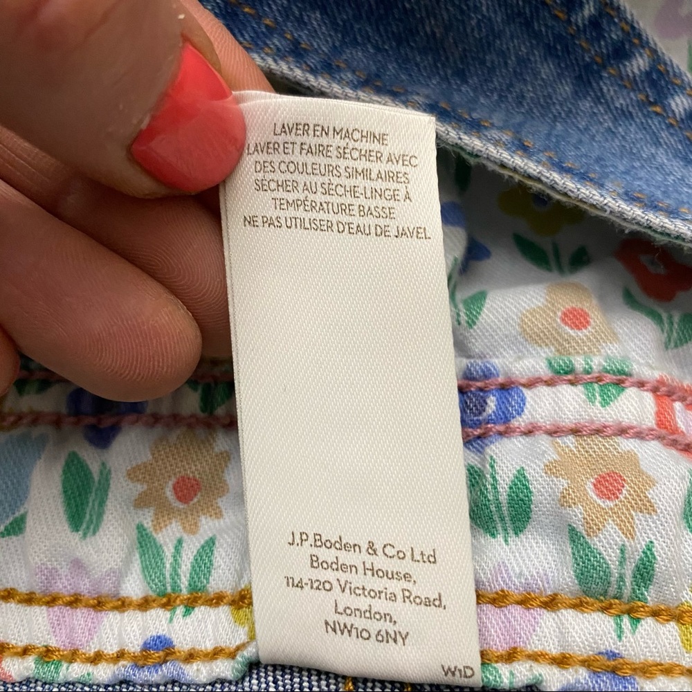 Boden Fun Overalls in Light Vintage Denim Rainbow - Picture 11 of 11
